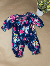 Load image into Gallery viewer, Navy Floral Smocked Romper
