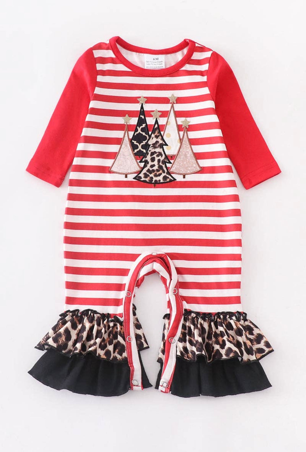 Red Leopard Christmas Tree Romper