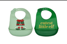 Load image into Gallery viewer, Holiday Elf Silicone Bib Set
