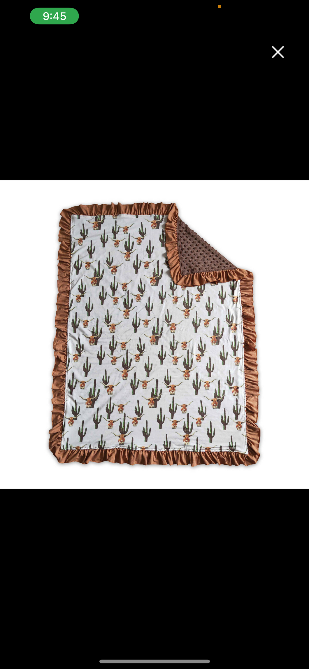 Cow Cactus Ruffle Minky Blanket